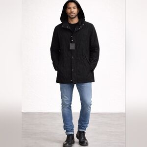 John Varvatos Black Hooded Weatherproof Shell Jacket | Size XL | NWT
